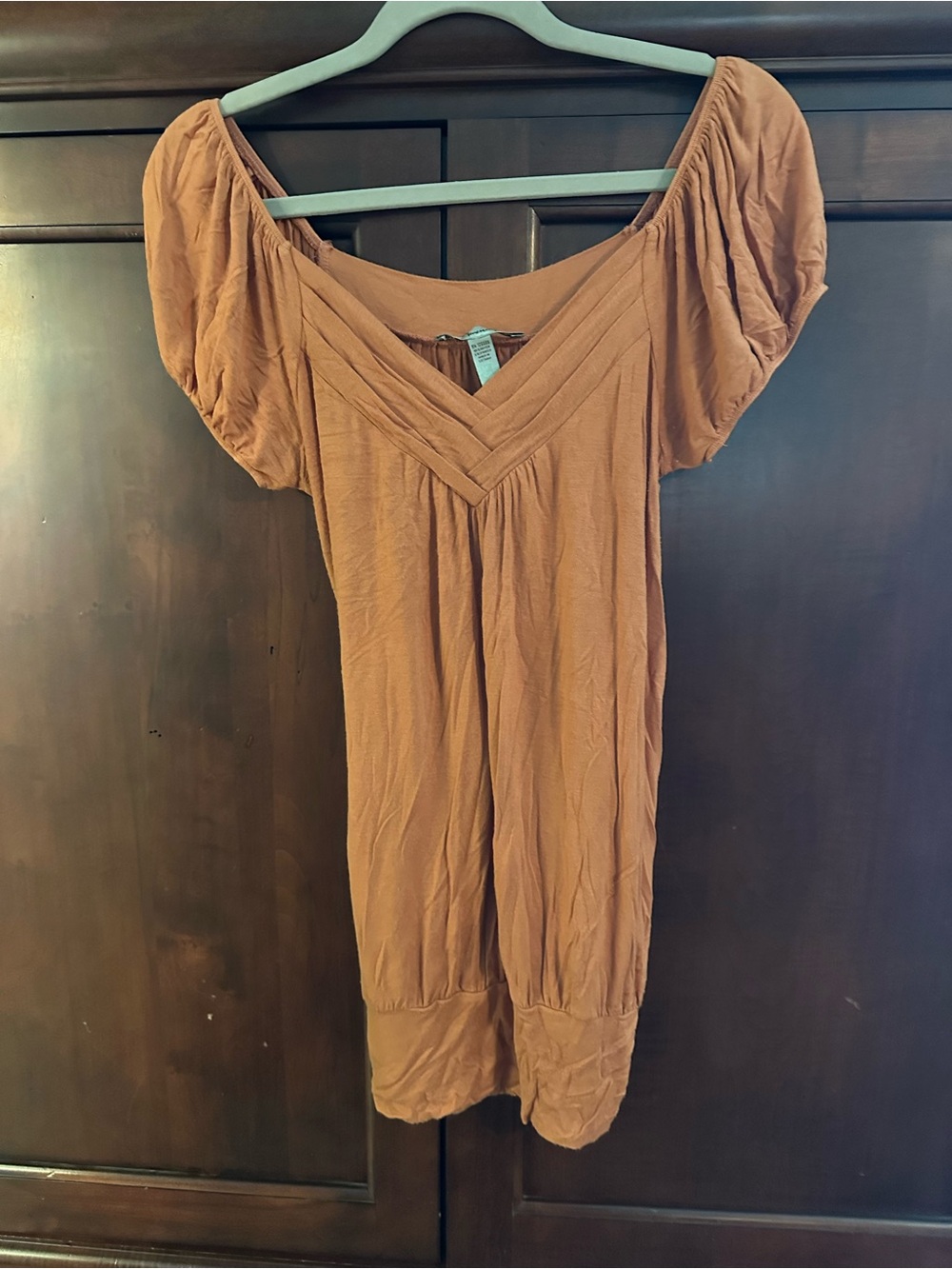 American Rag Rust Orange Casual Top with Subtle Gather